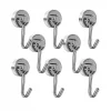 8 Pcs Silver color Magnetic Hooks,Heavy Duty 30 LBS Neodymium Magnet Hook with Rust Proof for Indoor Outdoor Hanging,Refrige,Grill,Kitchen,Key Holder
