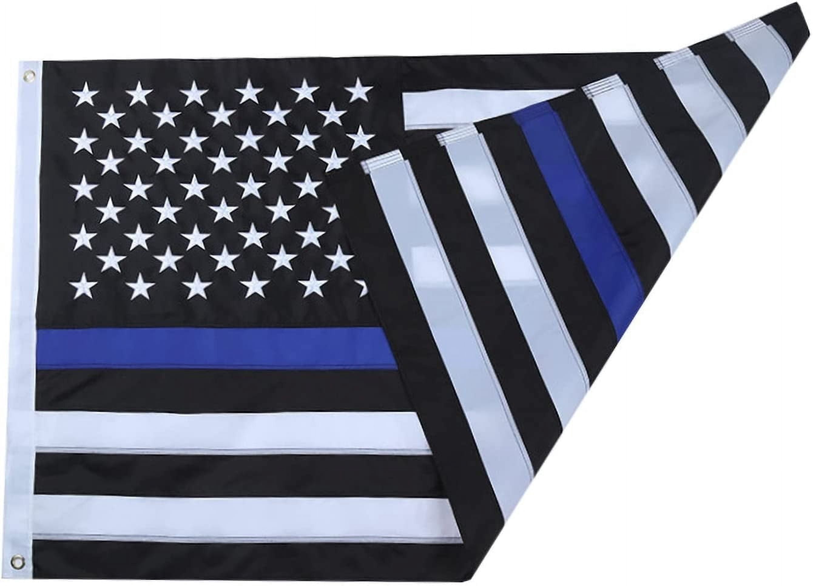 Samerd Thin Blue Line American Flag 3x5 FT Outdoor Heavy Duty Police Flag, Embroidered Stars, Brass Grommets, UV Protection