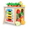 6-in-1 Activity Cube Montessori Toy for 1-3 Year Olds Enhances Fine Motor Skills & Clock Recognition Wooden Busy Toys for Toddlers Safe Durable Medium Size