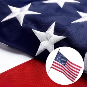 Pole Sleeve American Flag, Outdoor, Heavy Duty, Embroidered Stars, Sewn Stripes, 210D Oxford Nylon, Quadruple Stitched Fly End Pole Sleeve