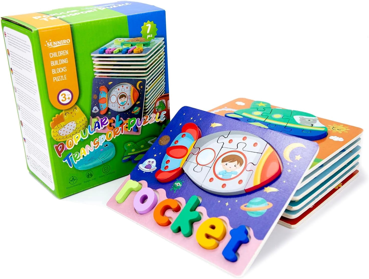Senniro Wooden Puzzles - Ideal Toddler and Preschool Gifts, Encouraging Early Development