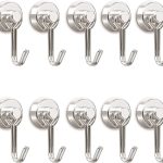 8 Pcs Magnetic Hooks,Heavy Duty 30LBS Neodymium Magnet Hook with Rust Proof for Indoor Outdoor Hanging,Refrige,Grill,Kitchen,Key Holder Silver